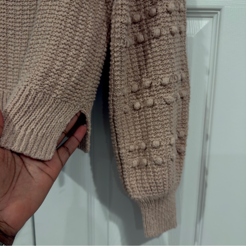 Madewell Knit Balloon Sleeve Sweater Pink Bobble Pom Popcorn Sleeve Size XS - Picture 9 of 14